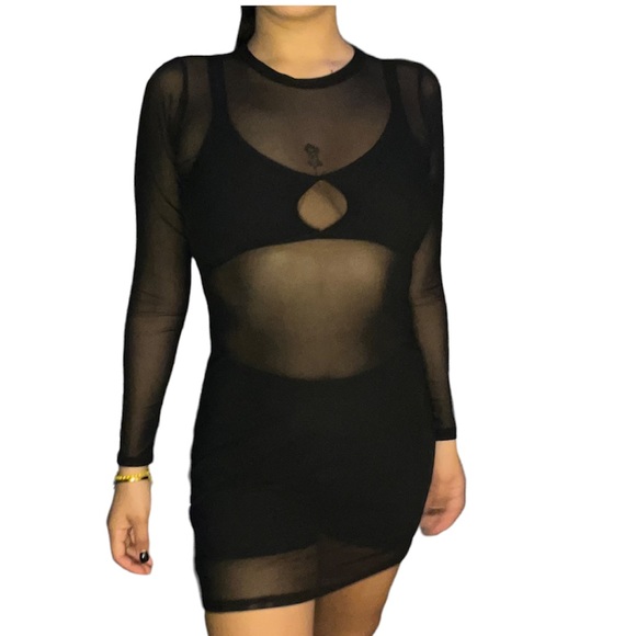 See Through Stretch Mesh Dress